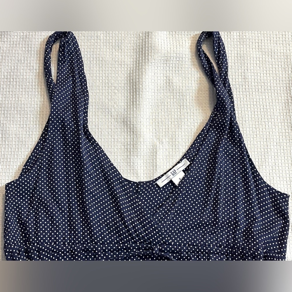 GAP Twist Strap Navy Blue Polka Dot Dress Women’s Size Small - Picture 7 of 10